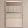 Cuadro Vical de lienzo y madera de pino marrón sobre pared topo clara texturizada