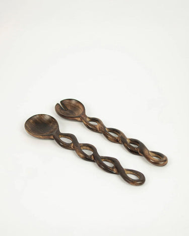 Handmade mango wood salad servers by Olsson & Jensen