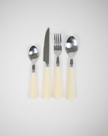 Ivory-coloured stainless steel cutlery set