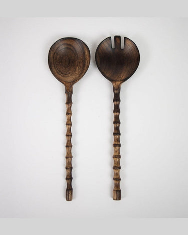 Cucharas de ensalada de madera oscura hechas a mano Olsson & Jensen