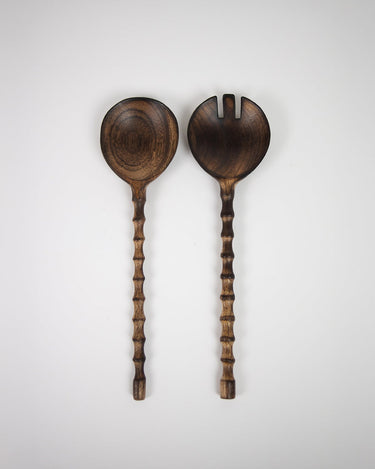 Cucharas para ensalada Zion madera oscura con mango ergonómico