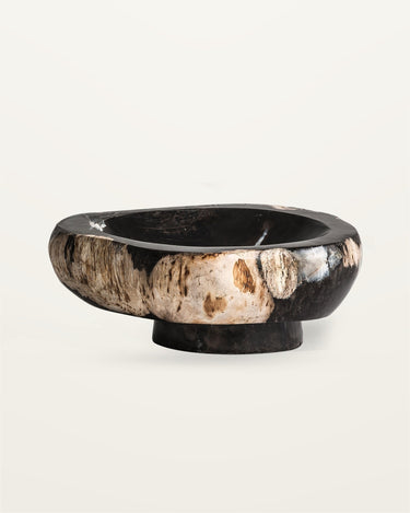 Cuenco decorativo de madera petrificada multicolor envejecido de Vical