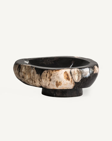 Cuenco decorativo de madera petrificada multicolor envejecido de Vical