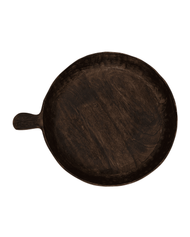 Detalle de la madera de mango del cuenco oxidado