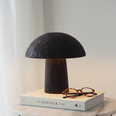 Lámpara de Mesa de Madera Quemada Negro