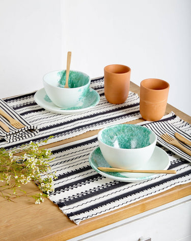Manteles individuales a rayas conjunto de 6