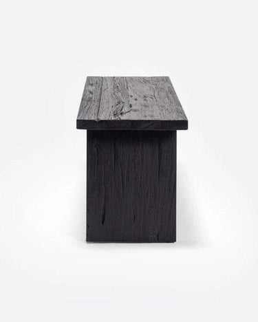 Banco EROSI negro Dareels detalle de madera