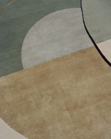 Detalle de alfombra redonda de lana bicolor Rising Gemini Linie Design