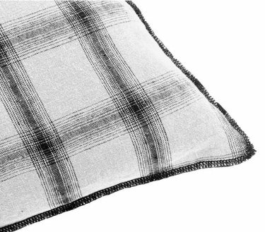 Off-white tartan washed linen cushion cover, detail view by Le Monde Sauvage