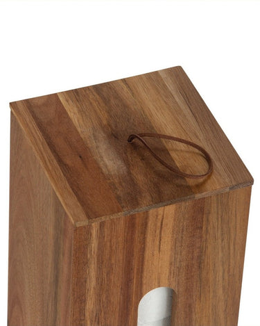Detalle de la madera de acacia del portarrollos