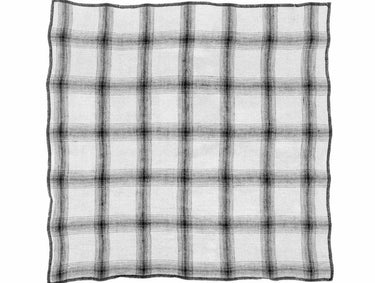 Set of 4 washed linen napkins with off-white tartan, detail view by Le Monde Sauvage
