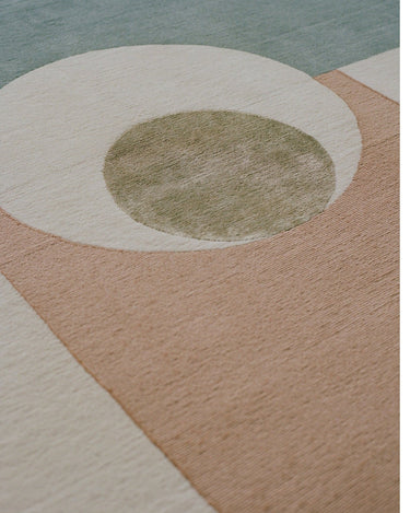Detalle tejido de alfombra redonda de lana bicolor Eternal Orb Linie Design