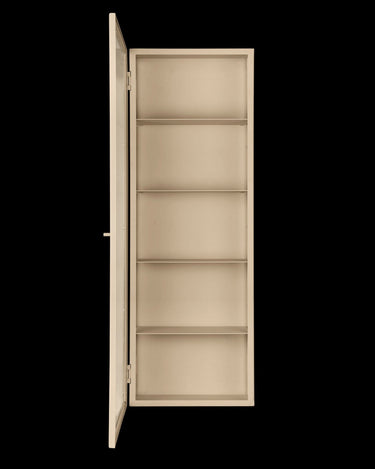 Detalle del vidrio acanalado del armario beige