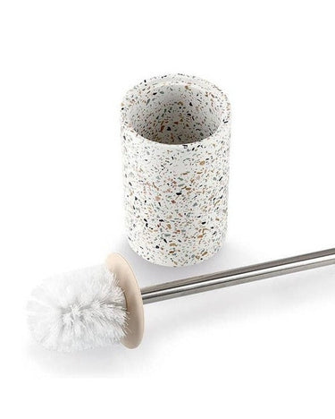 Escobilla de baño con soporte de terrazo blanco