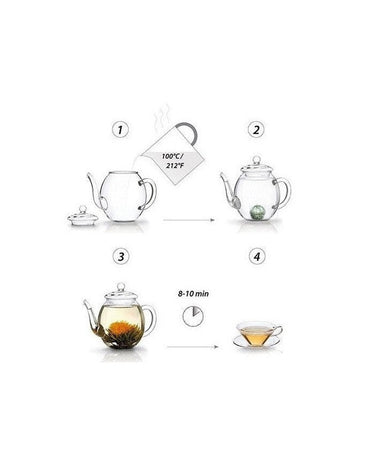Esferas de té floreciente con flores de té