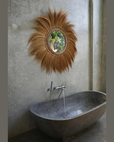 Espejo de pared Mufasa XL de fibra natural