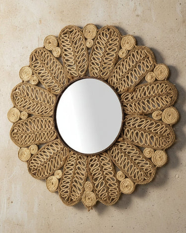 Espejo redondo de sisal natural artesanal