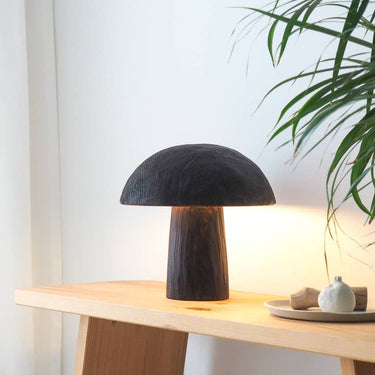 Lámpara de Mesa de Madera Quemada Negro