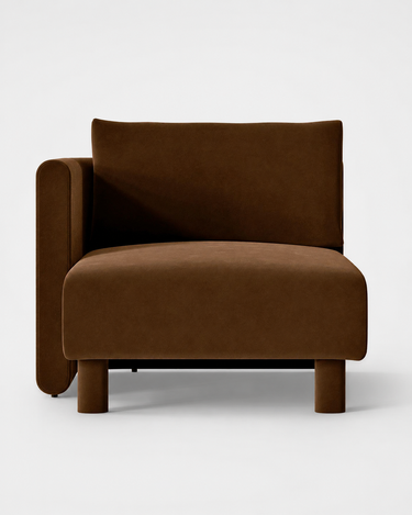 Sofá chaise longue Dase izquierdo de terciopelo marrón en Matuta Home - imagen 2