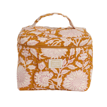 Neceser lona algodón estampado artesanal caramelo 22x16 cm
