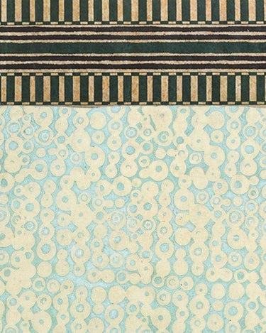 Friso Line Balmoral de papel de arroz en negro y crudo · 9 tiras de Le Monde Sauvage, combinado con papel estampado azul claro