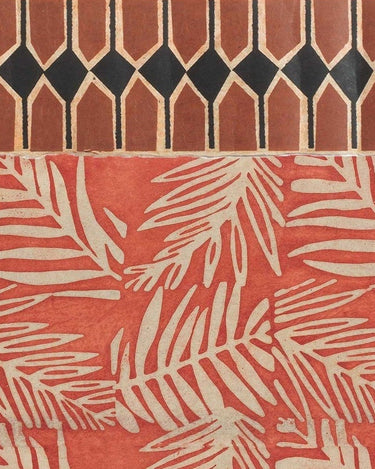 Friso Vertebra Sienne de papel de arroz en terracota y negro · 9 tiras de Le Monde Sauvage, combinado con papel de hojas