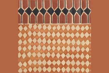 Friso Vertebra Sienne de papel de arroz en terracota y negro · 9 tiras de Le Monde Sauvage, combinado con papel de rombos