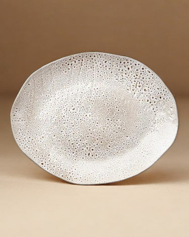 Fuente de servir de cerámica beige glaseada