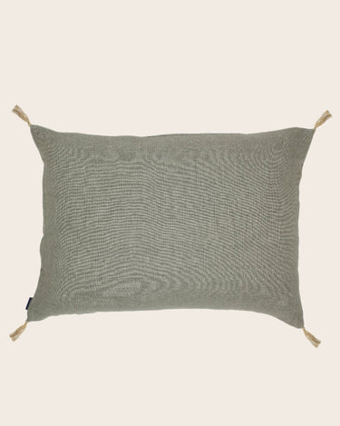 Luni cushion cover in 100% linen with natural pompoms, image 26
