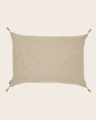 Luni cushion cover in 100% linen with natural pompoms, image 28