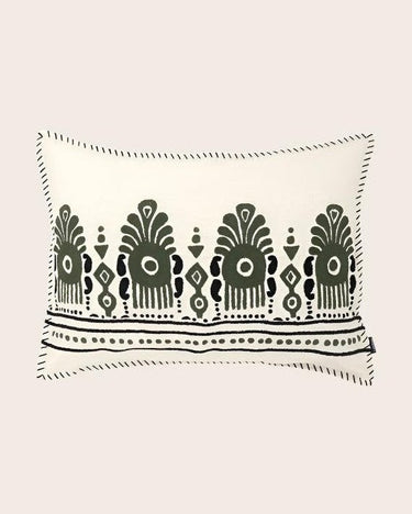 Funda de cojín Naya Ikat en tonos neige y laurier