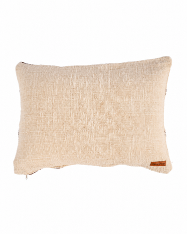 Funda de cojín patchwork de algodón marrón y natural, reverso liso de color natural
