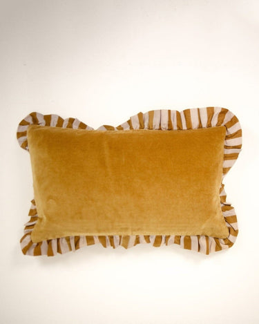 Elina 30 x 50 cm yellow cotton cushion cover with a ruffle
