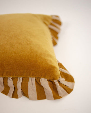 Elina 30 x 50 cm yellow cotton cushion cover with a ruffle