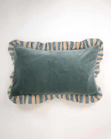 Blue ruffled cotton cushion cover by Olsson & Jensen