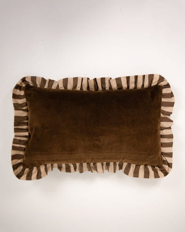 Brown ruffled cotton cushion cover by Olsson & Jensen