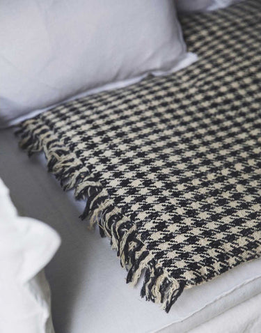 Detail of the houndstooth sofa cover