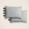 Fundas de almohada de lino lavado gris con lazos de Caravane, pareja rectangular