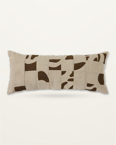 Linen and cotton patchwork cushion by HK Living, in natural, 70 x 30 cm