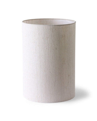 Pantalla cilíndrica de lino natural HK Living aislada sobre fondo blanco