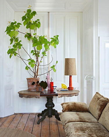 Pantalla de seda marrón HK Living en lámpara decorativa