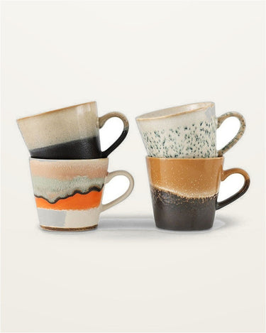 Set of 4 70s style stoneware cappuccino cups by HK Living, Verve, 70s Ceramics