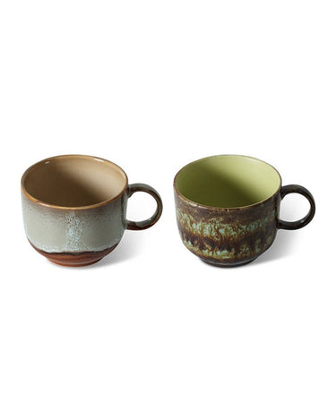 70s style stoneware tea cup set by HK Living, detail view