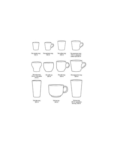 70s style stoneware tea cup set by HK Living, size comparison
