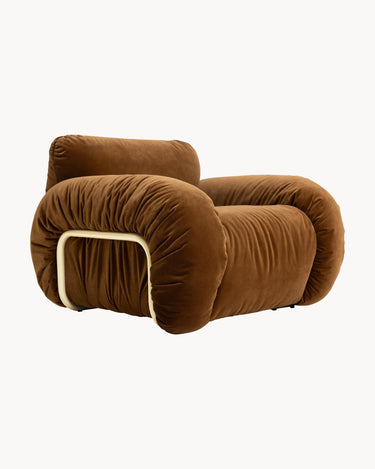 Sillón de terciopelo marrón HK Living detalle de acabado
