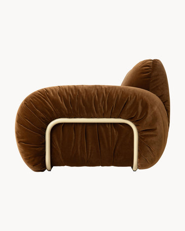Sillón de terciopelo marrón HK Living vista lateral