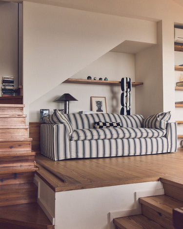 Sofá Nomad a rayas con funda extraíble HK Living en ambiente
