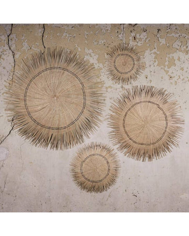 Aro mural Sun Circles de palma natural hecho a mano