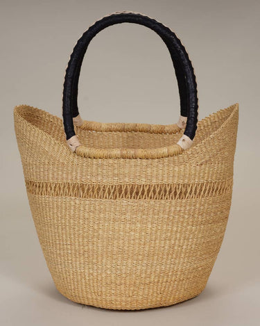 Cesto artesano Montorgueil de hierba elefante de Ghana, grande