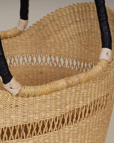 Cesto artesano Montorgueil de hierba elefante de Ghana, grande